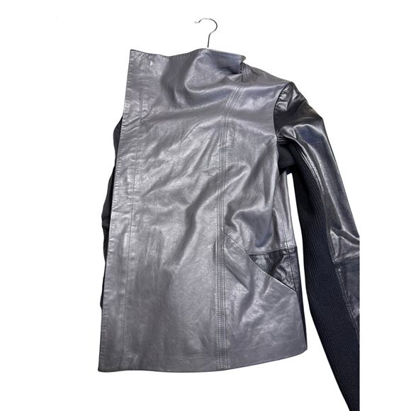 VINCE Lambskin Gray Leather Jacket Colorblock - Size small - Picture 12 of 12